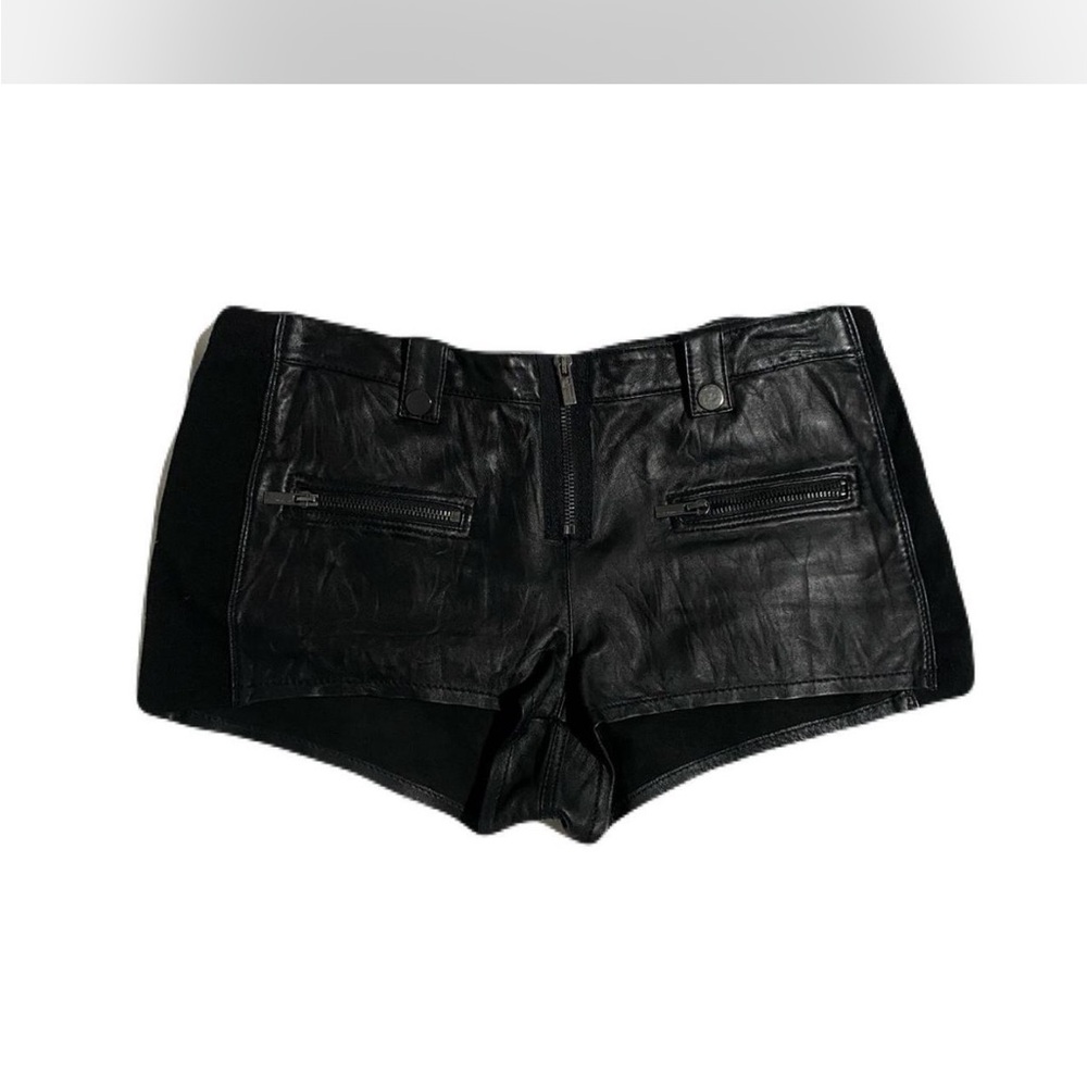 BCBGMaxAzria Black Leather low Waist Shorts